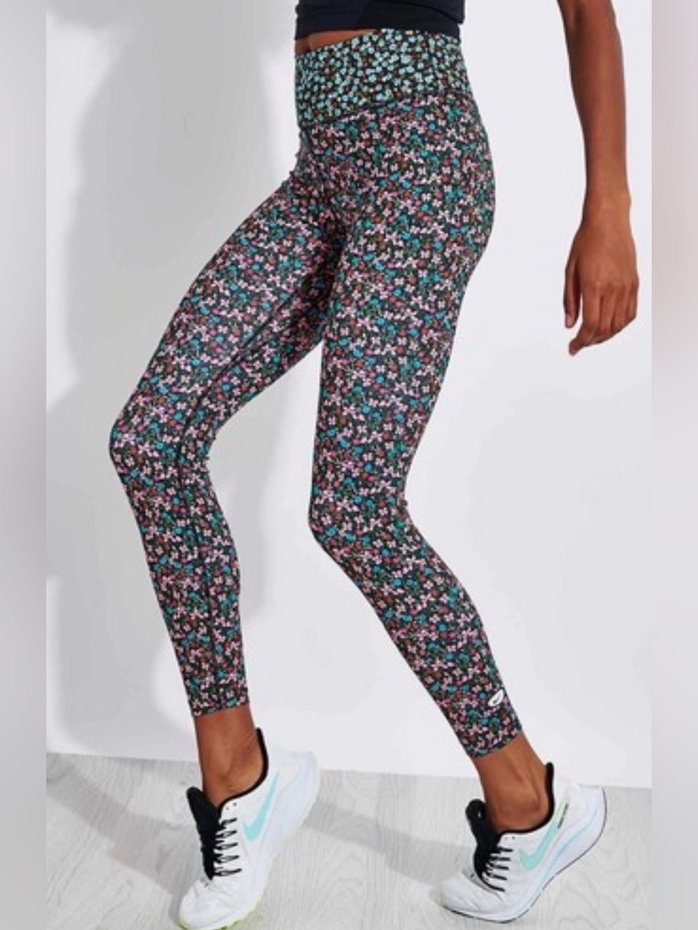 Nike Dri-Fit High Rise Mixed Floral Tights Leggings 7/8 Pink Blue